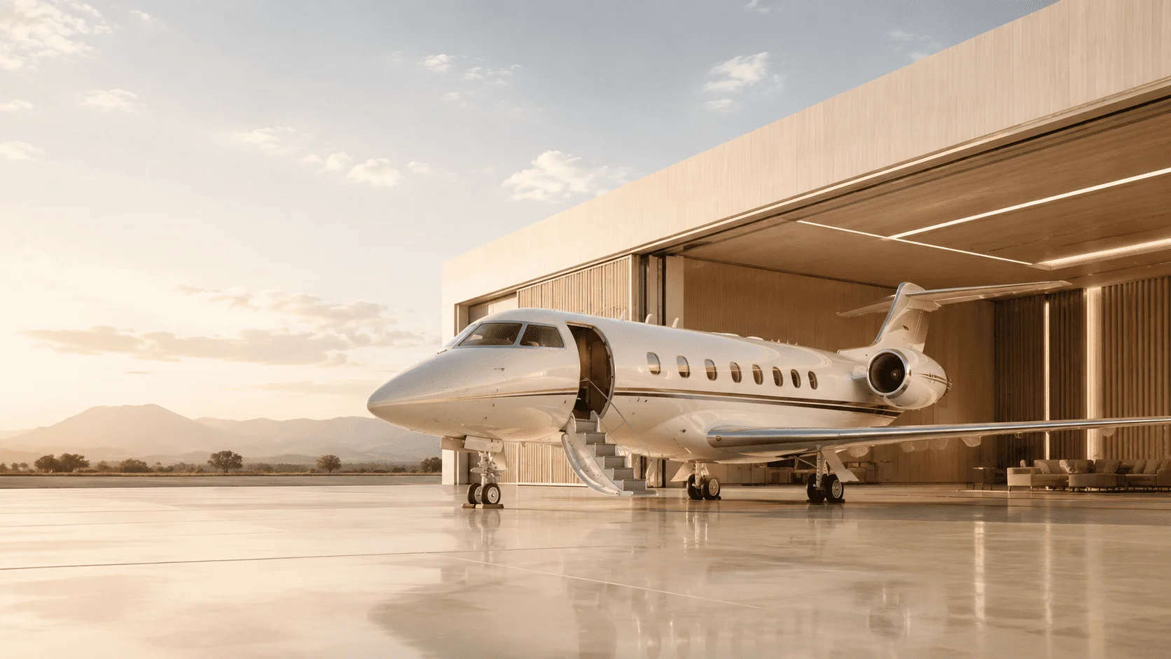 Aeronave ejecutiva en hangar — Astra Aviation